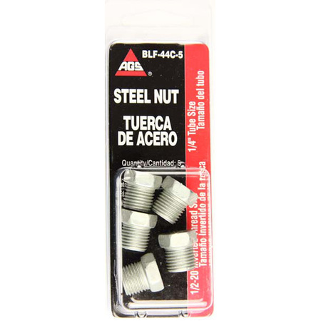 AGS Steel Tube Nut, 1/4 (1/2-20 Inverted), 5/card BLF-44C-5
